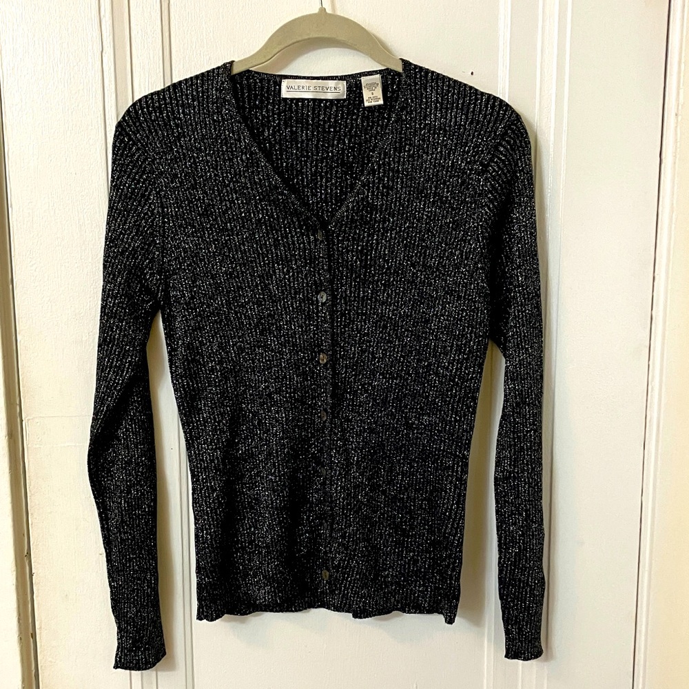 Vintage silk black & silver shimmer cardigan